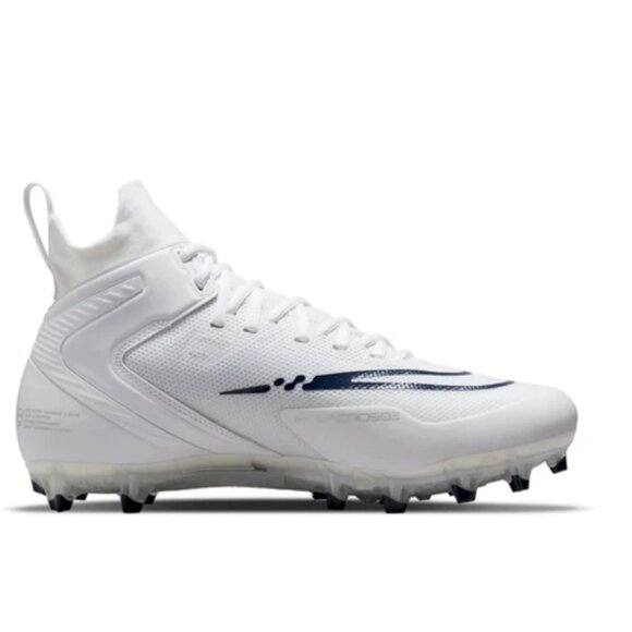 NIKE ALPHA HUARACHE 8 ELITE LACROSSE FOOTBALL WHITE/BLUE MEN'S Sizes NEW - Picture 1 of 16